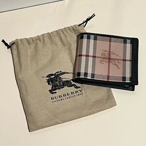 Burberry Black/Beige Haymarket Check Bifold Wallet